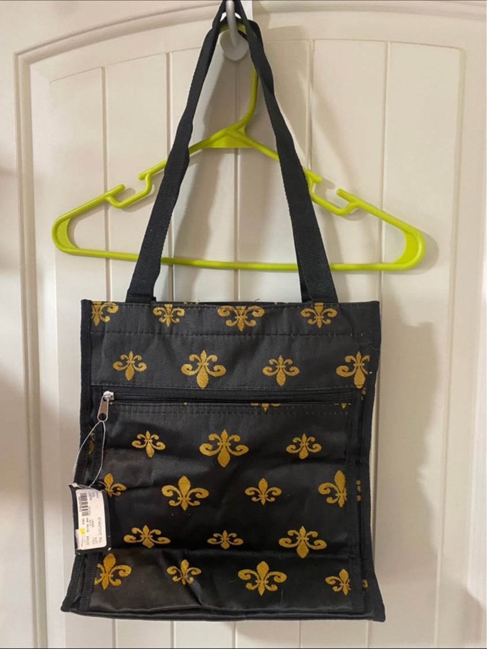 Black Tote with Gold Fleur-de-Lis Print